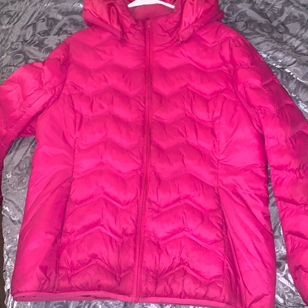 Pink puffer coat